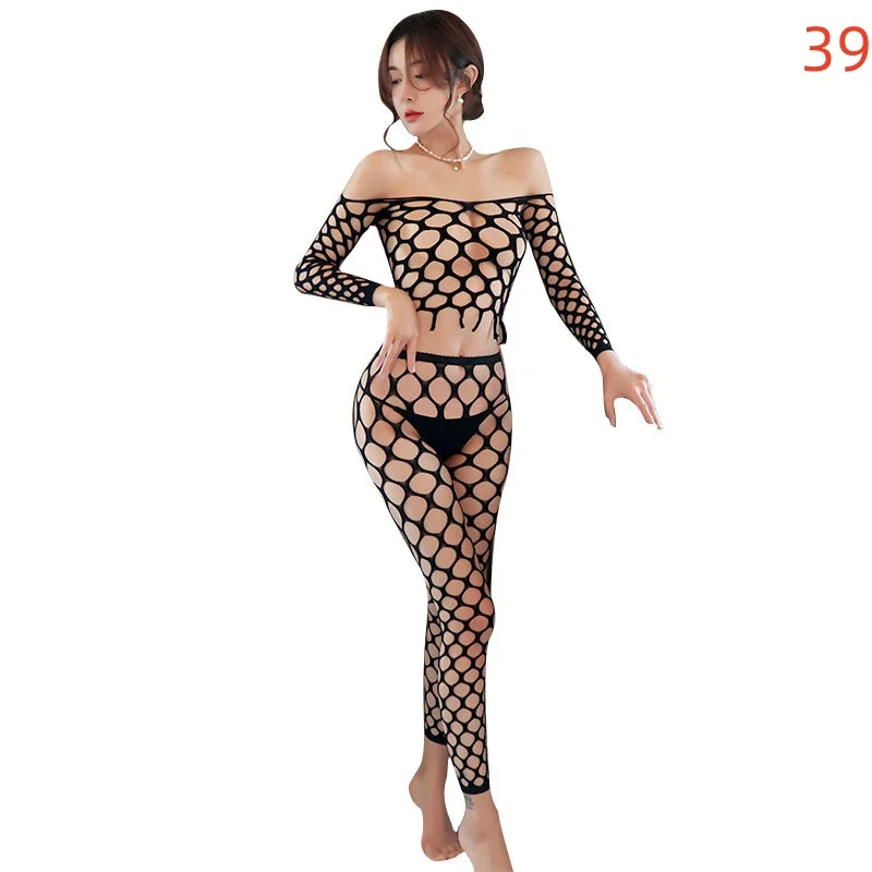 NEWFUNJOIN Sexy Lingerie One Piece Crotchless Bodystocking per le donne tuta trasparente calze esotiche costumi erotici del sesso