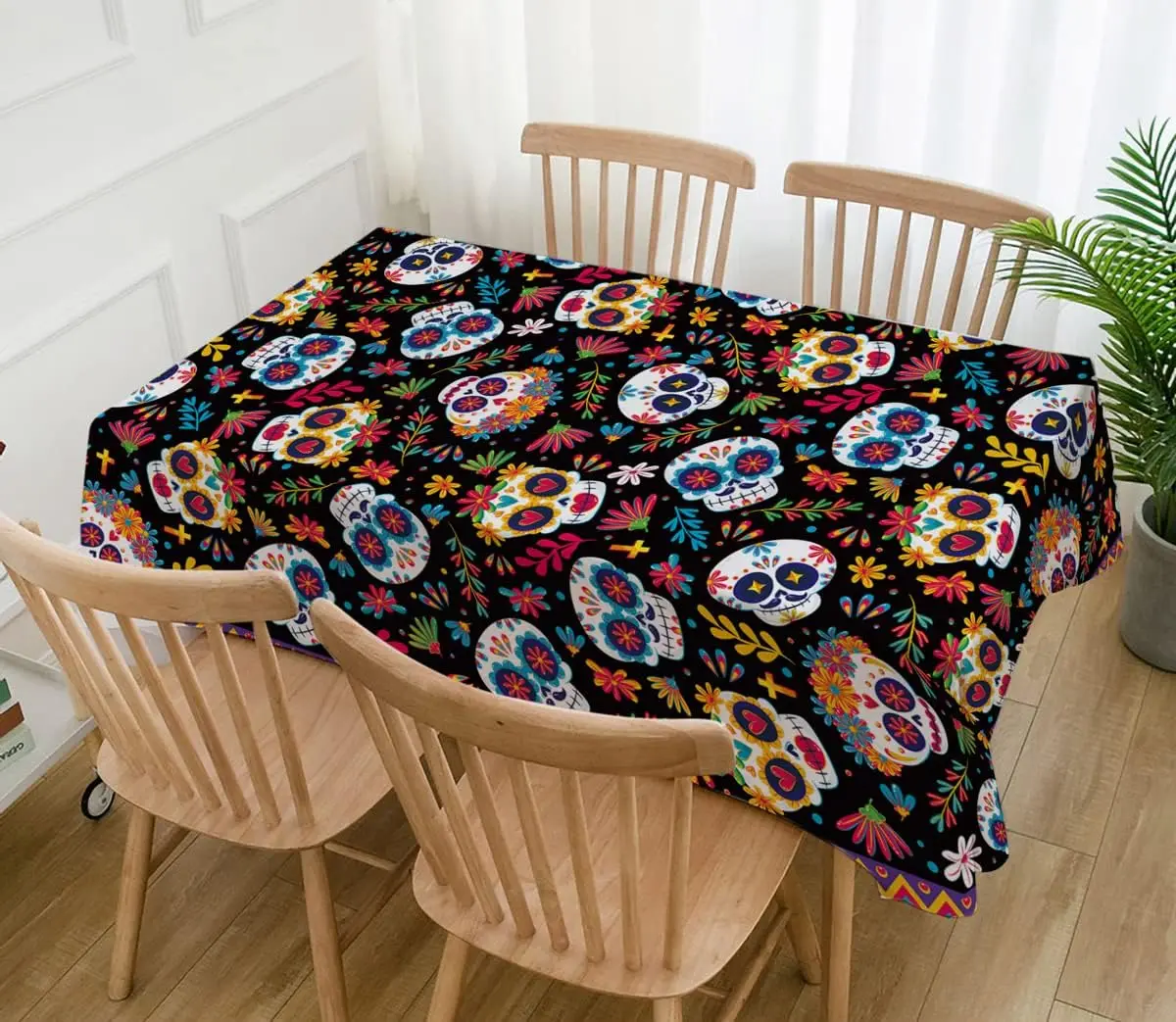 المكسيكي ضياء دي لوس Muertos مفارش المائدة المكسيكي مهرجان ديكور يوم الموتى السكر الجمجمة غطاء الطاولة المطبخ طاولة طعام ديكور