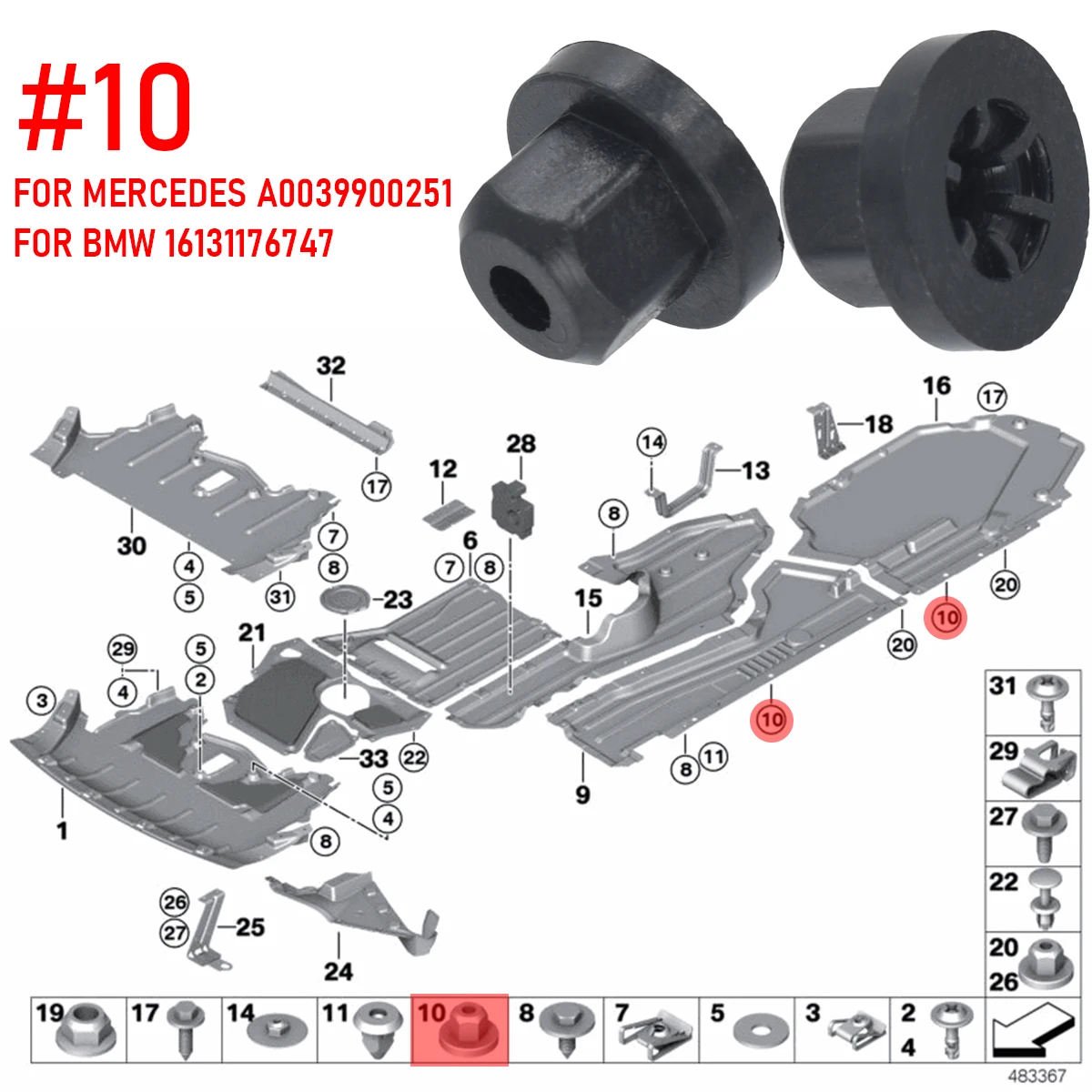 プラスチック製ナット用カーフランジ,20x 16131176747,メルセデスベンツ用,0039900251 bmw,6ナット,スレッド,ケーブル取り付け,取り付け,取り付け予定