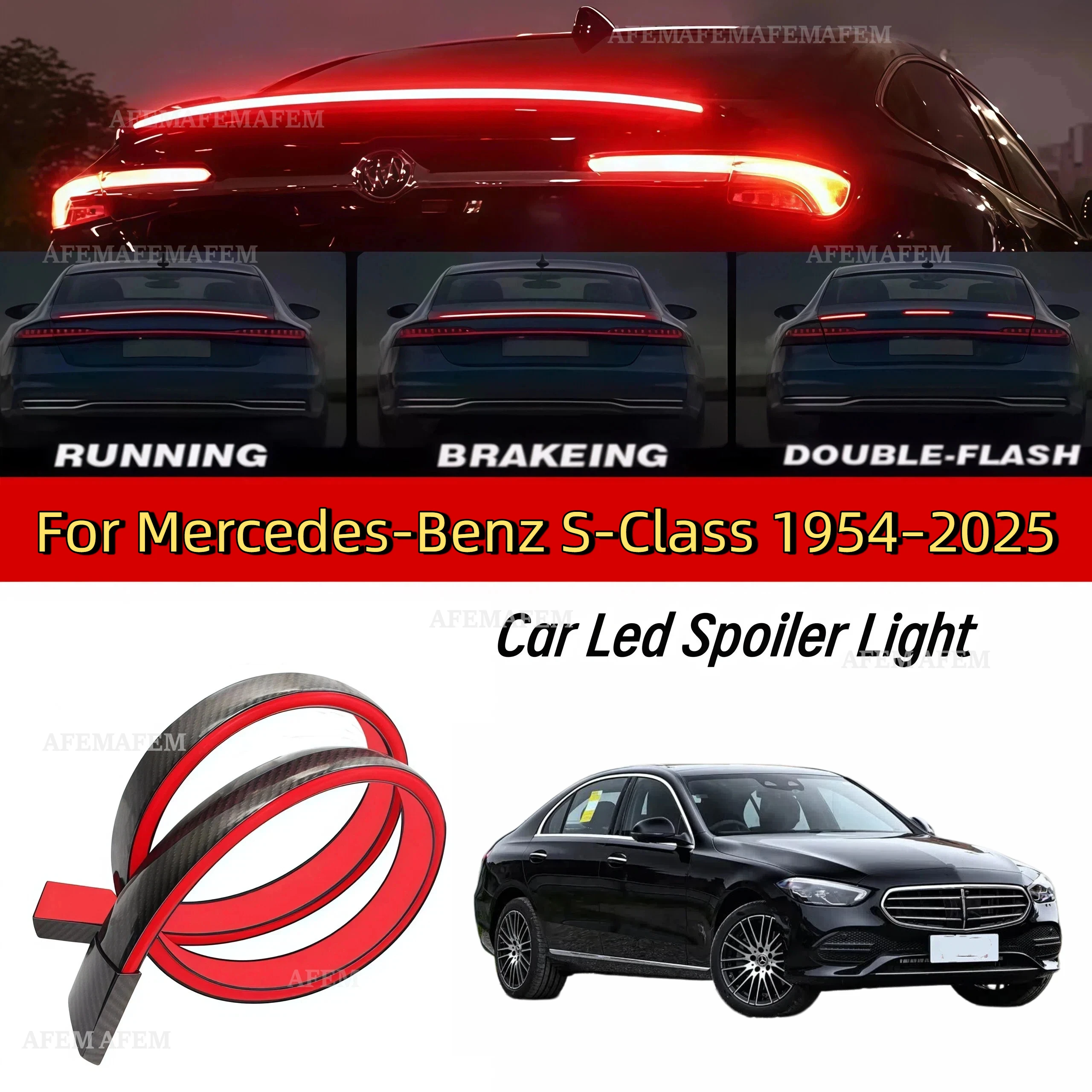 For Mercedes-Benz S-Class 1954-2025 Rear Spoiler Car Trunk Lip Kit Racing Roof Wingwith AutoTurn Signal Tail Light Warning Lamp