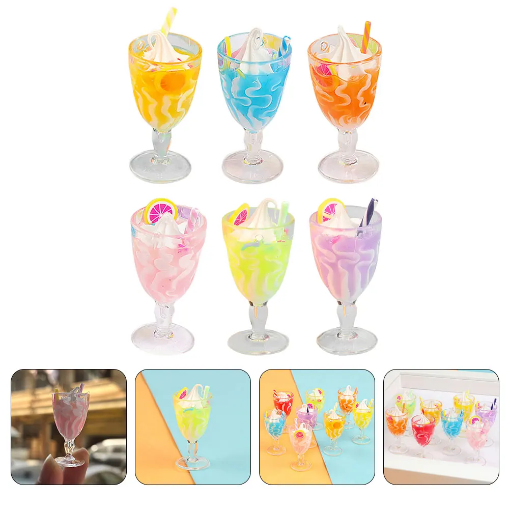 

6 Pcs Miniature Goblet Ornament Dollhouse Decoration Scenery Props Food Cups for Ice Cream Plastic Child Accessories