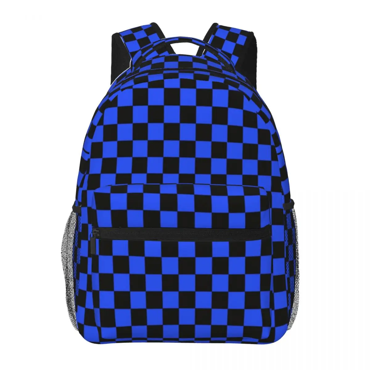 

Black And Blue Check Checked Pattern For Girls Boys Large Capacity Student Backpack Lightweight waterproof Backpack 16in