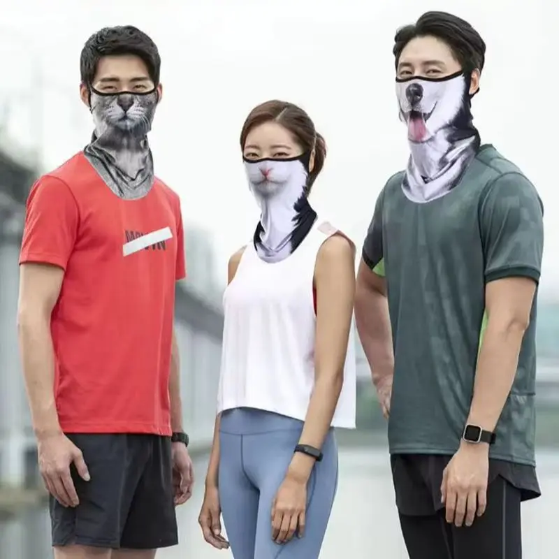 3D Animal Cat Design Summer Full Face Neck Protector Sun Shield Breathable Quick Dry Polyester Helmet Liner for Outdoor Riding