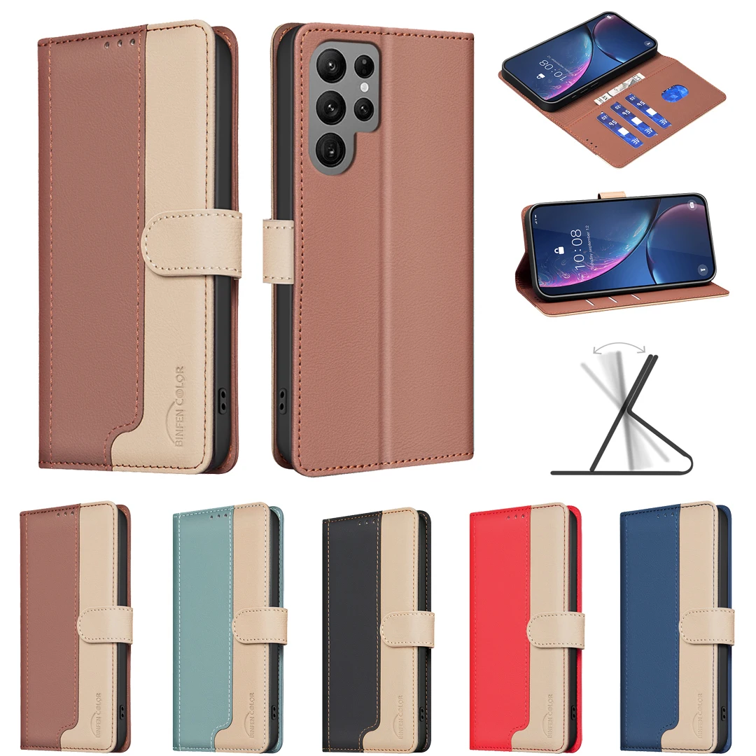 

For Samsung Galaxy S25 S24 S23 S22 S21 Ultra Plus S23 S21 FE 5G Case Luxury Wallet Leather All-inclusive Shockproof Hard Cover