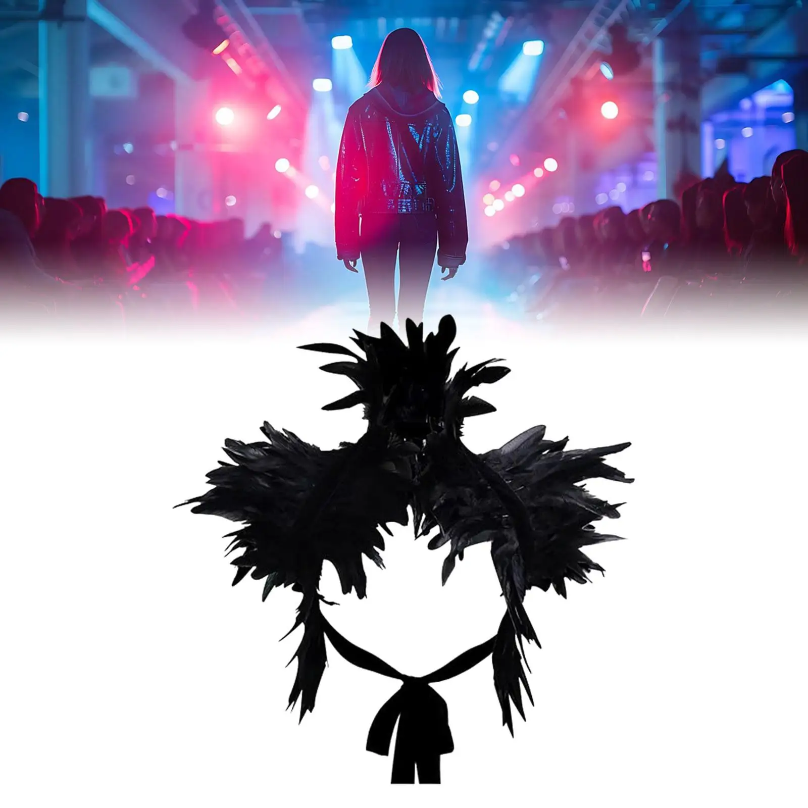 Gothic Feather Cape Soft Halloween Shawl for Carnival Role Playing Women