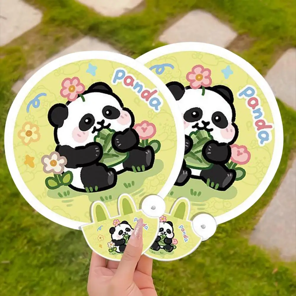 Dual Function Phoro Reflector Fan Folding Reflector Fan Reflective Cartoon Panda Print Folding Handheld Fan for Children