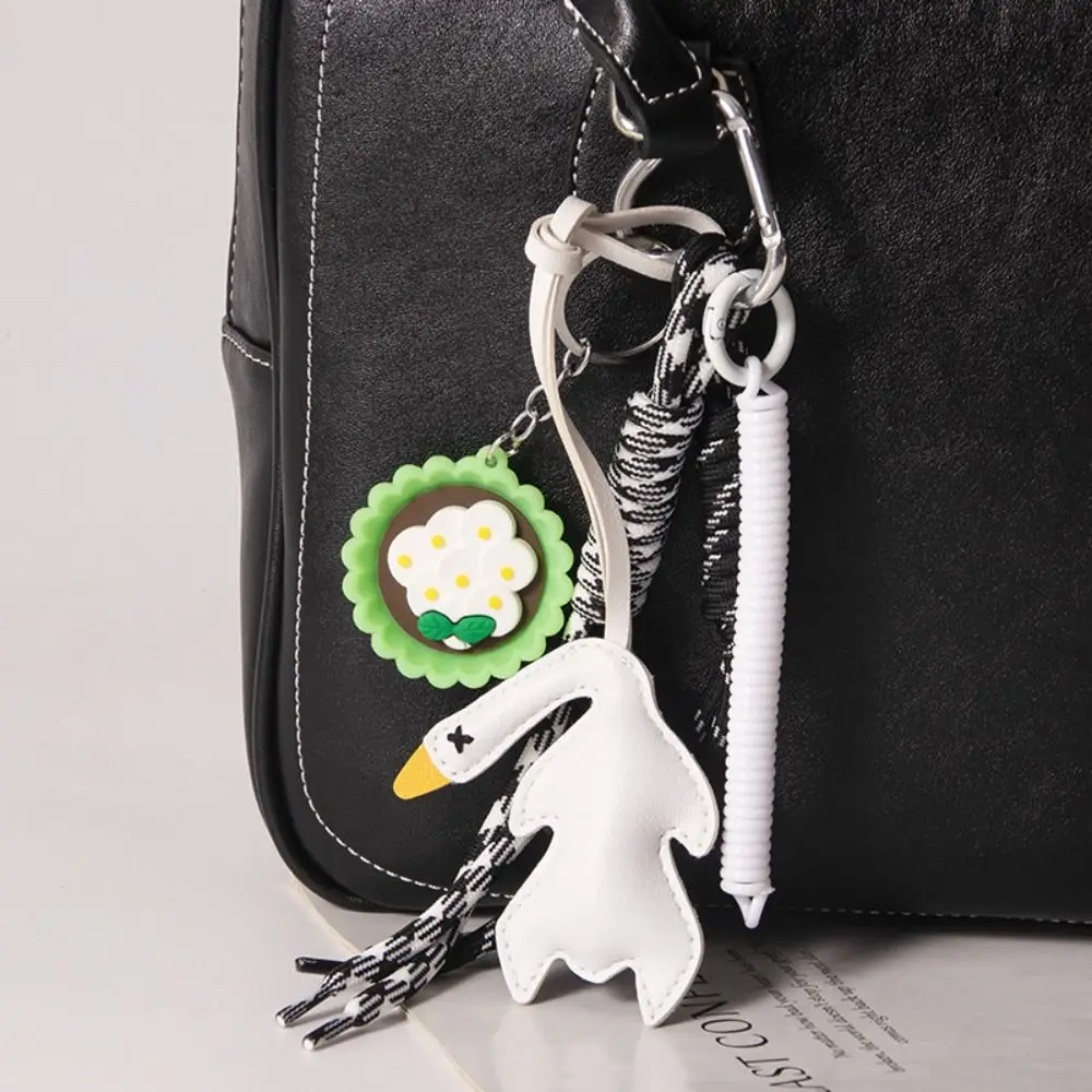 Abalorios para bolsa de pato asado de PU, cuerda de nailon hecha a mano, llavero de comida de imitación, adorno, joyería, colgante de pato asado de cuero, decoración del hogar