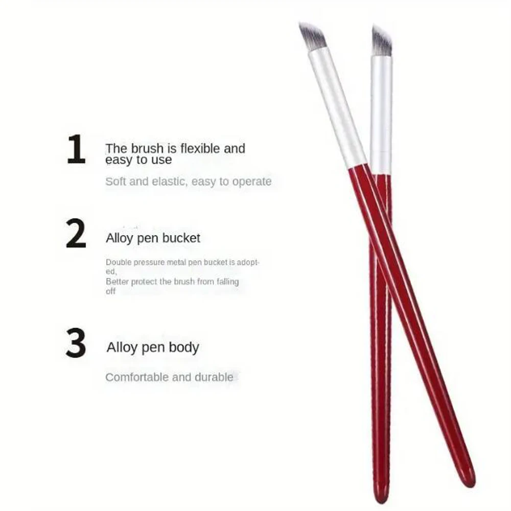 2 uds pincel degradado para uñas cabeza redonda oblicua pincel ombré pintura de Gel UV dibujo manicura pluma herramientas Flash ventilador de uñas de madera roja