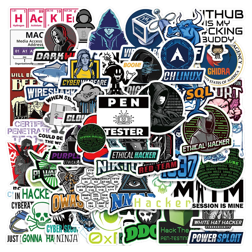 10/30/50pcs Cartoon Programming Network Hacker Stickers Decals DIY Skateboard Phone Guitar Bike Cool Graffiti Sticker Wholesale
