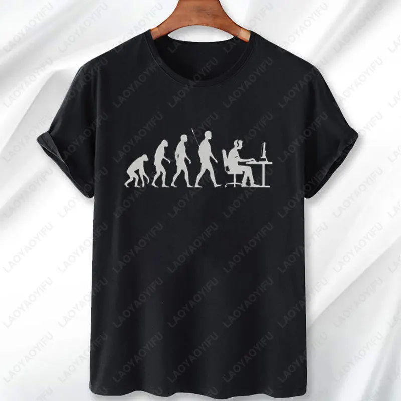 Evolution of Gamers Modal TShirt Funny Gaming Men Women Clothing Showing Human Evolution Ending At A PC Gamer and Streamers Tees