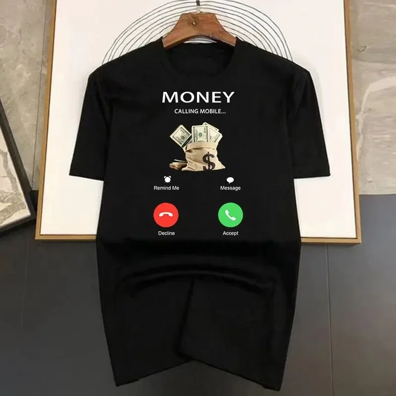 Zhaocai Mobile Phone Pattern Printing Summer Luxury Brand Women's T-shirt Cartoon High Quality Fashion Casual Men's T-shirt