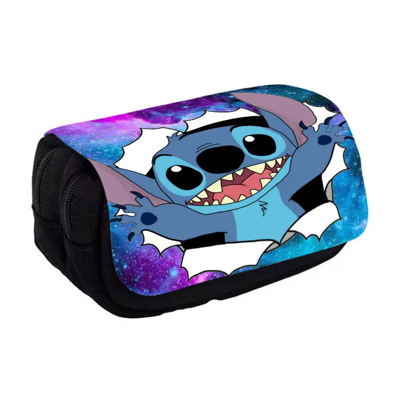 Bolsa de lápices de Anime de Disney Stitch, estuche de lápices de nailon, suministros escolares para niños, papelería de gran capacidad, regalos