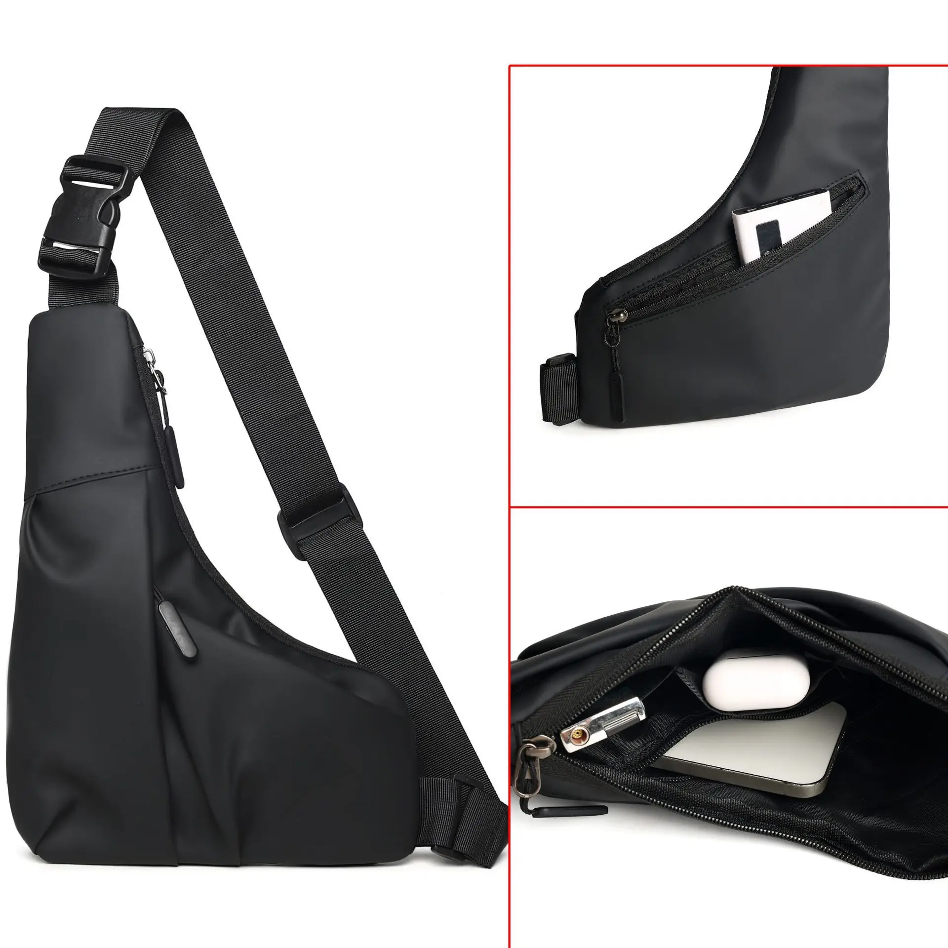 جديد الشبح تحت الإبط الحافظة حقيبة مكافحة سرقة مثلث حزمة للرجال اليسار/اليمين الكتف Crossbody حقيبة صدر للرجال النايلون