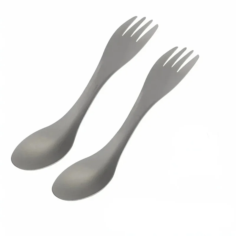 Tytanowy Spork 2-w-1: Łyżka, Ultralekkie Naczynie Kuchenne, Przenośny Nóż-Widelczyk, Idealny na Kemping, Piknik, Podróże, Ekologiczne Sztućce