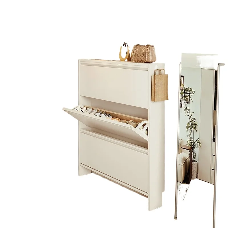 

Ultra-thin shoe cabinet, solid wood entry at the door of the home, extremely thin and small narrow 2025 new entrance tipping