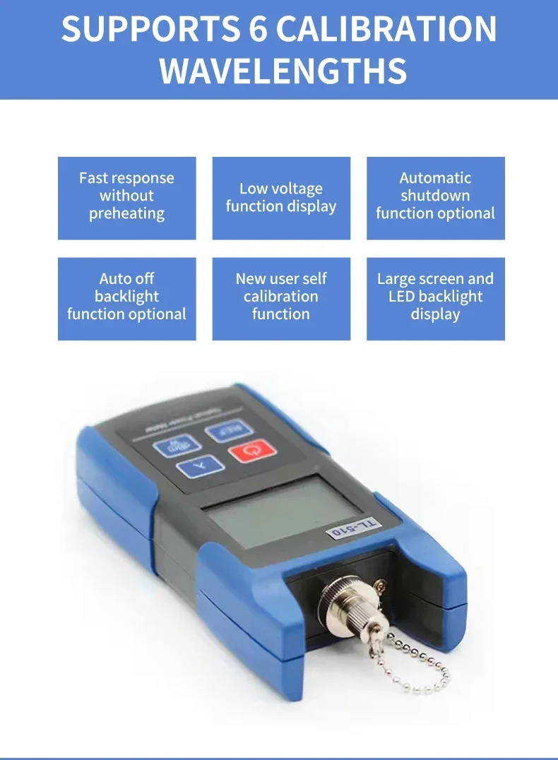 OPM TL510 Handheld Mini Fiber Optical Power Meter Fiber Optic Cable Tester FC SC ST Connector