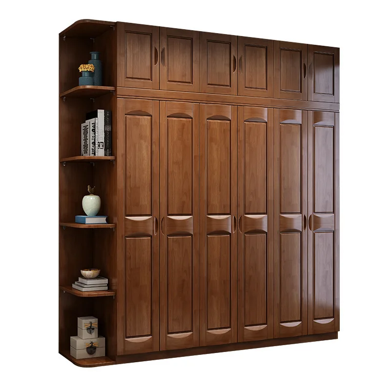 Chinese Solid Wood Wardrobe for Bedroom Reinforced Frame Durable Build Modern Design Space Saving Stable Structure