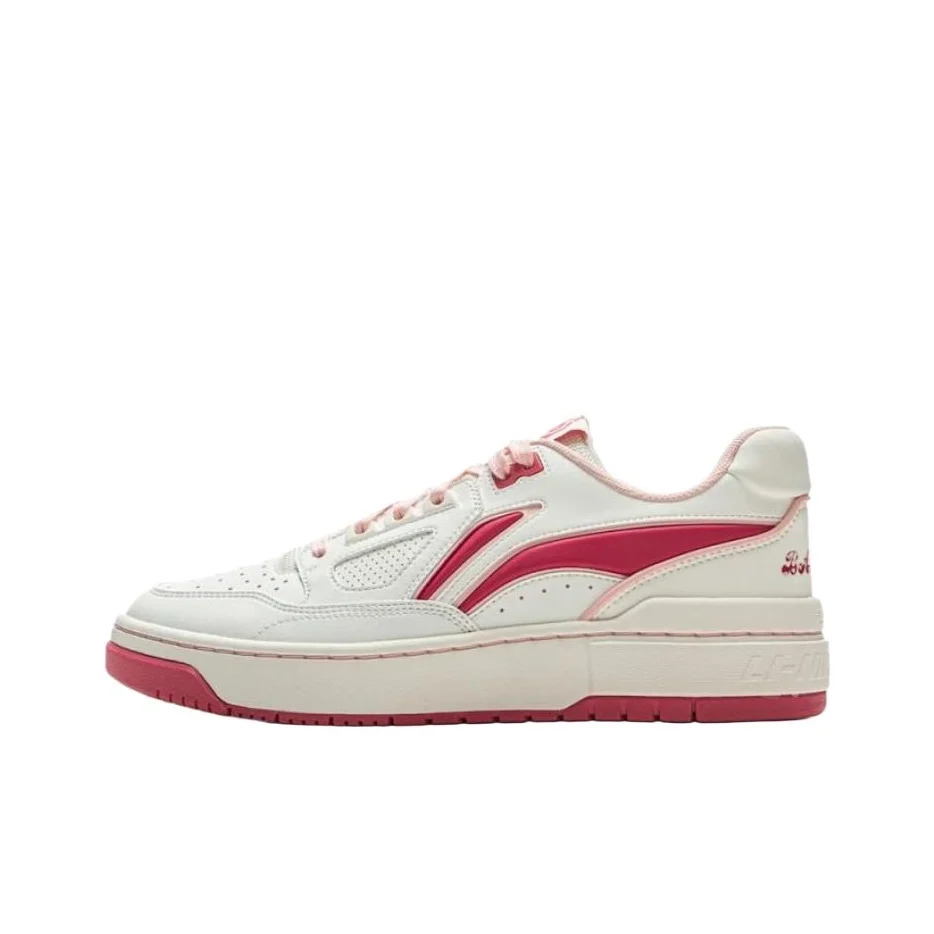 Li Ning Rising Stars Slip Resistant Abrasion Resistant Low top Skateboard Shoes Unisex White Pink ABCV007-1
