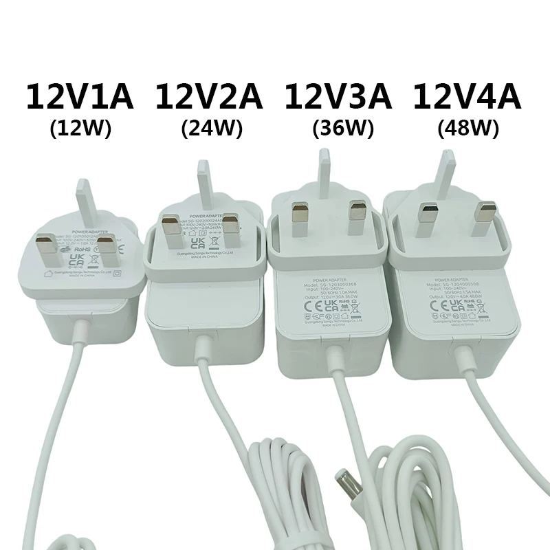 12V White DC Power Supply UK Plug White Source 1A 2A 3A 4A 12V 1 Amp Power Supply White 12V UK Power Supply DC 12V 4A 12V 3A