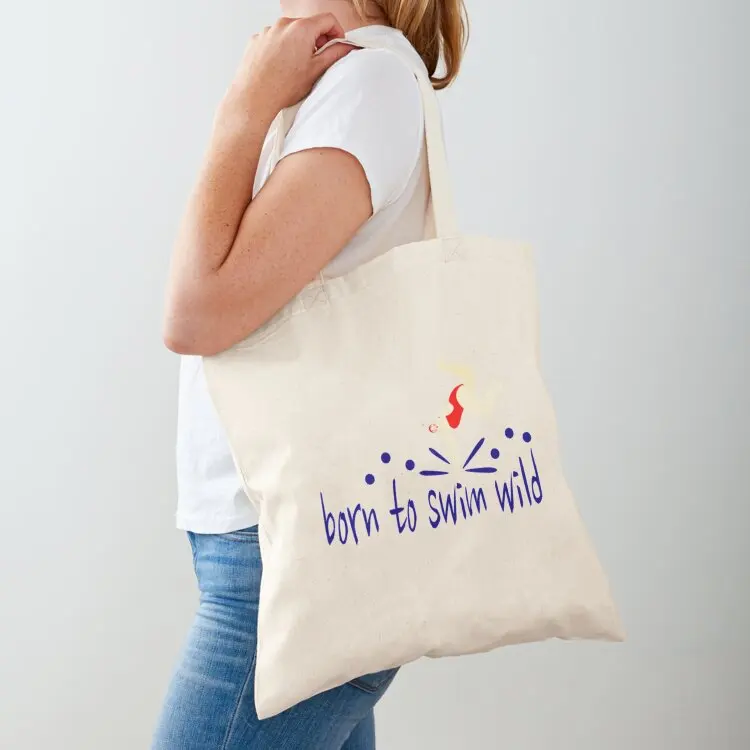 

Funny wild swimming woman, Born to swim wild design for cold water swim enthusiasts. Tote Bag tote bag tote bag screen
