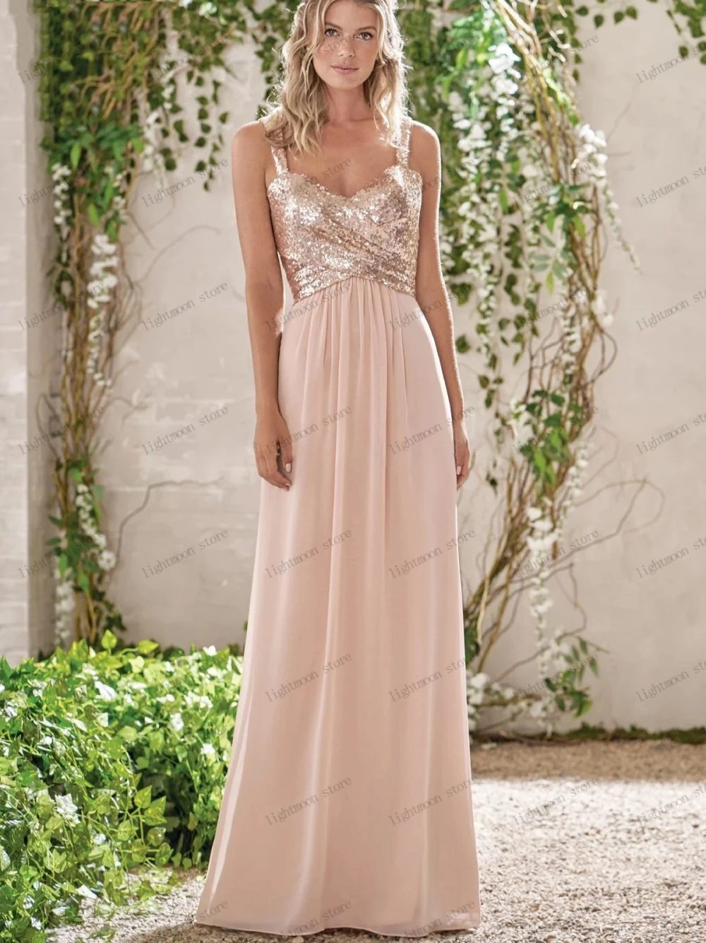 Elegante vestido De noche rosa, sin mangas, Espalda descubierta, apliques De lentejuelas, largo hasta el suelo, 2024