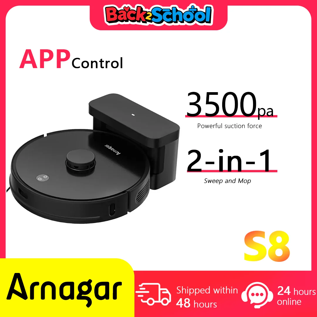 Arnagar S8 جهاز آلي لتنظيف الأتربة 3500Pa السيارات مجموعة الغبار الفارغة ممسحة الاجتياح 5200mAh منخفضة الضوضاء APP التحكم لتنظيف المنزل