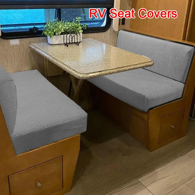 

RV Seat Cover Solid Color Plaid Pattern All-inclusive Elastic Sofa Seat Cover Replacement Bench Set Chair Protective Cover