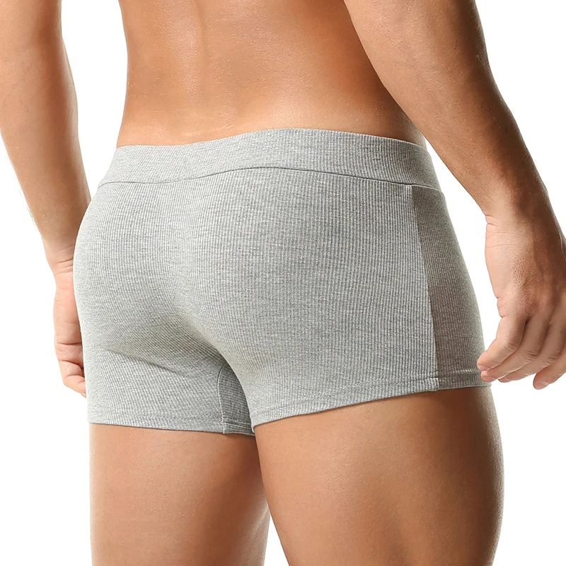 TAUWELL Men's Sexy U-Shaped Pouch Comfortable Cotton Threaded Boxer Briefs Breathable Flat Angle Underwear