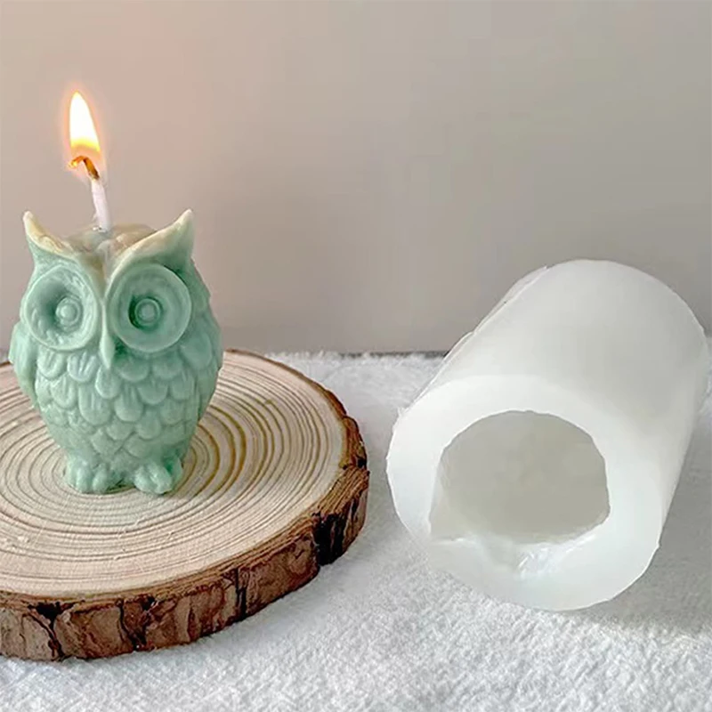 3D Owl Silicone Mold DIY Owl Shaped Aromatherapy Candle Gypsum Pendant Expanded Fragrance Stone Dropping Glue Mold