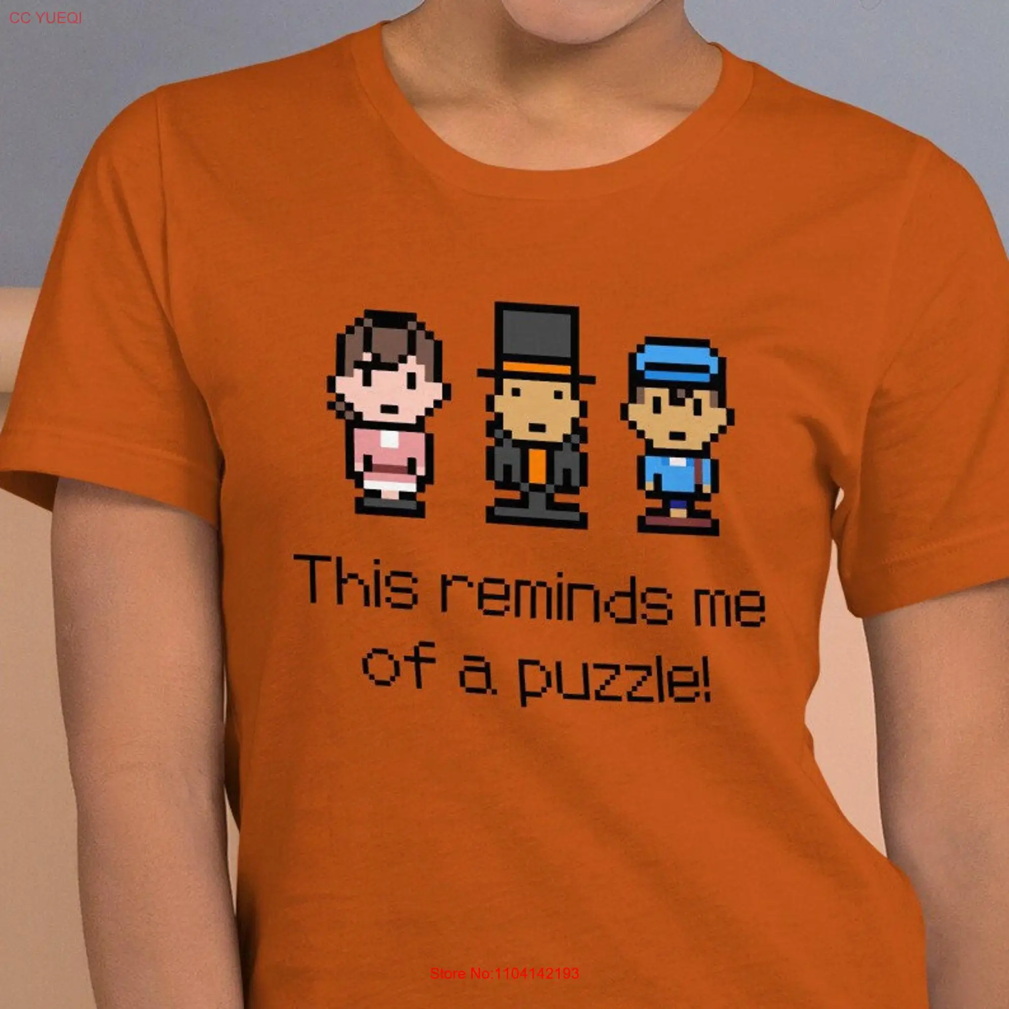 Professor Layton Pixel Sprites Puzzle t shirt long or short sleeves