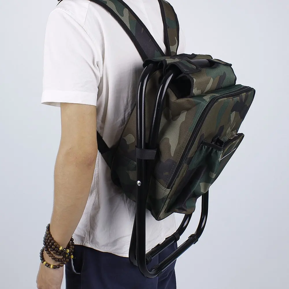 Silla de pesca plegable con nevera integrada y mochila portabebidas - imagen 3