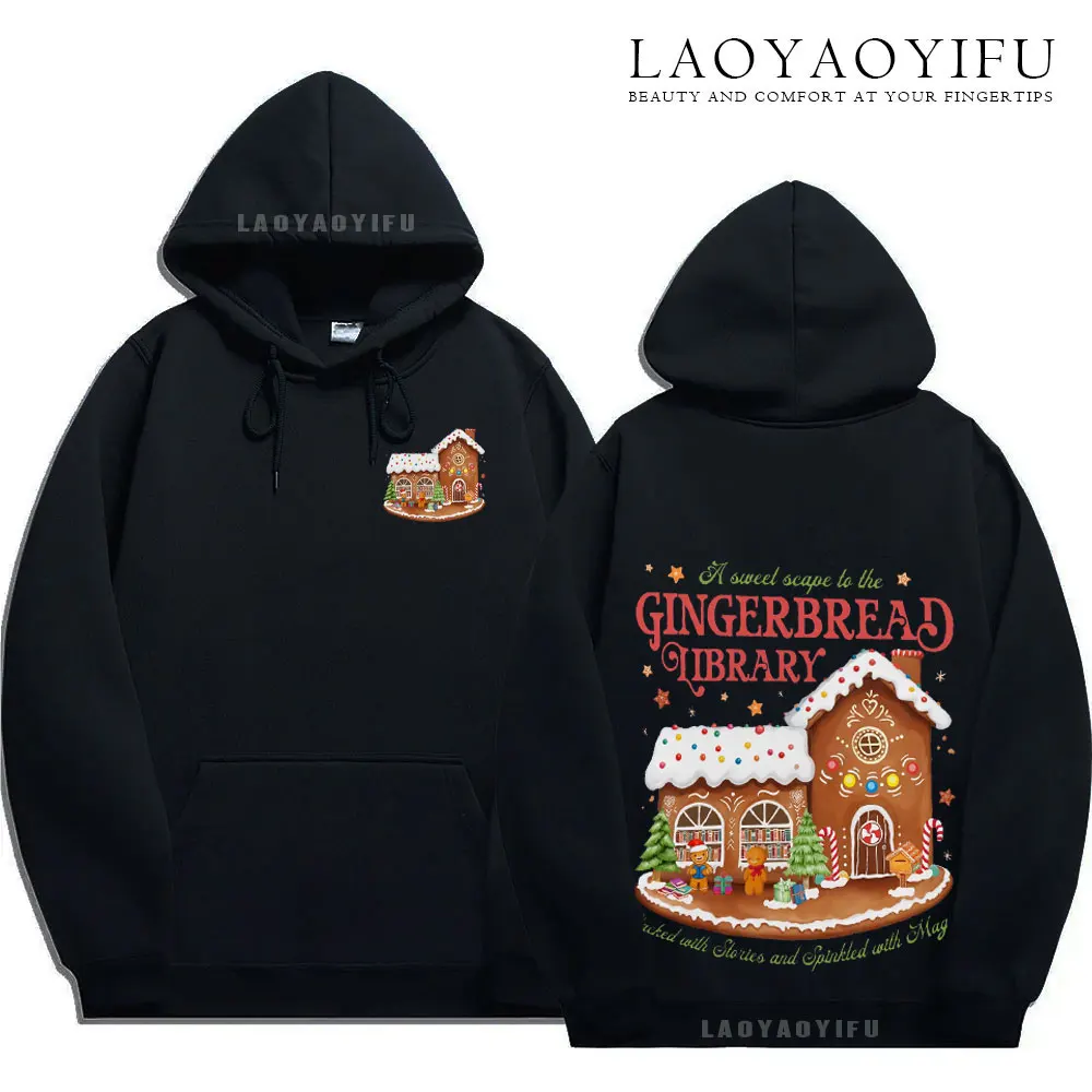 Men Women's New in Hoodies & Sweatshirts Bookish Christmas Sweatshirts Gingerbread Library Shirt for Book Lover Winter Clothes