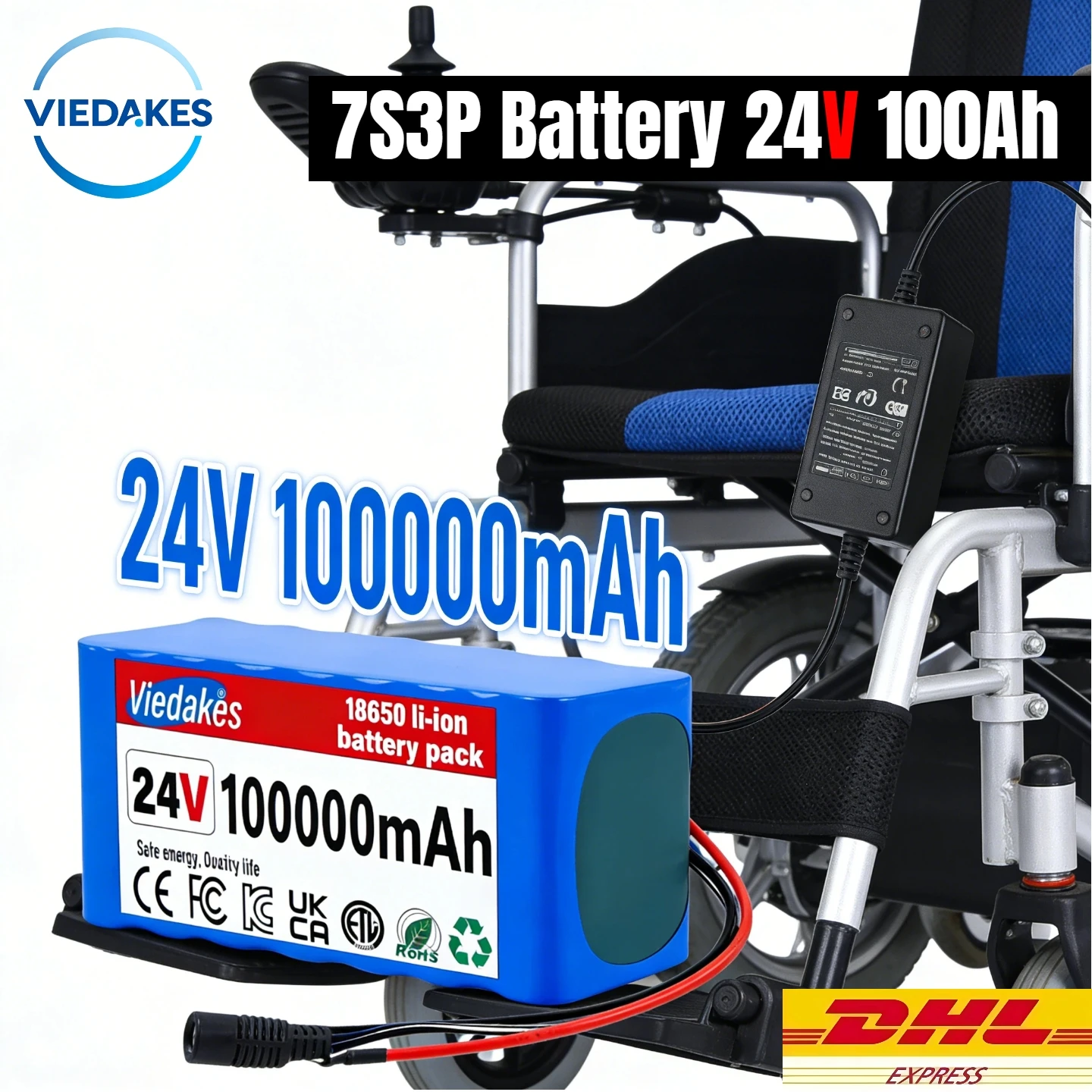 

7s3p 24V 100Ah 18650 Lithium Batteries, wheelchair battery, Suitable for electric wheelchairs, toy cars, quality assurance