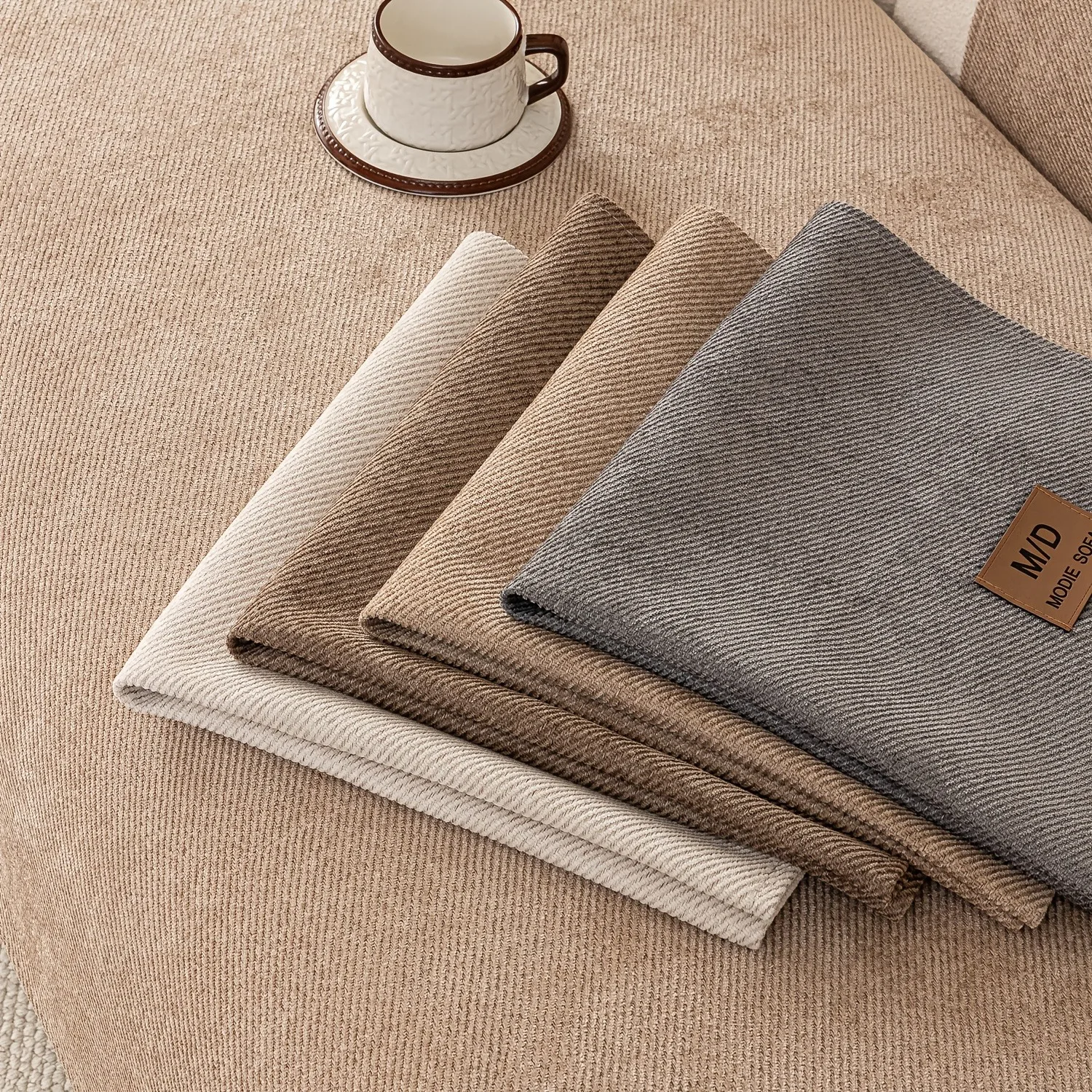 Garngefärbter Twill-Chenille-Sofabezug mit PU-Etikett, Universeller Rutschfester Haustierfreundlicher Couch-Sitzbezug Sofatuch für Alle Jahreszeiten – Detail 3