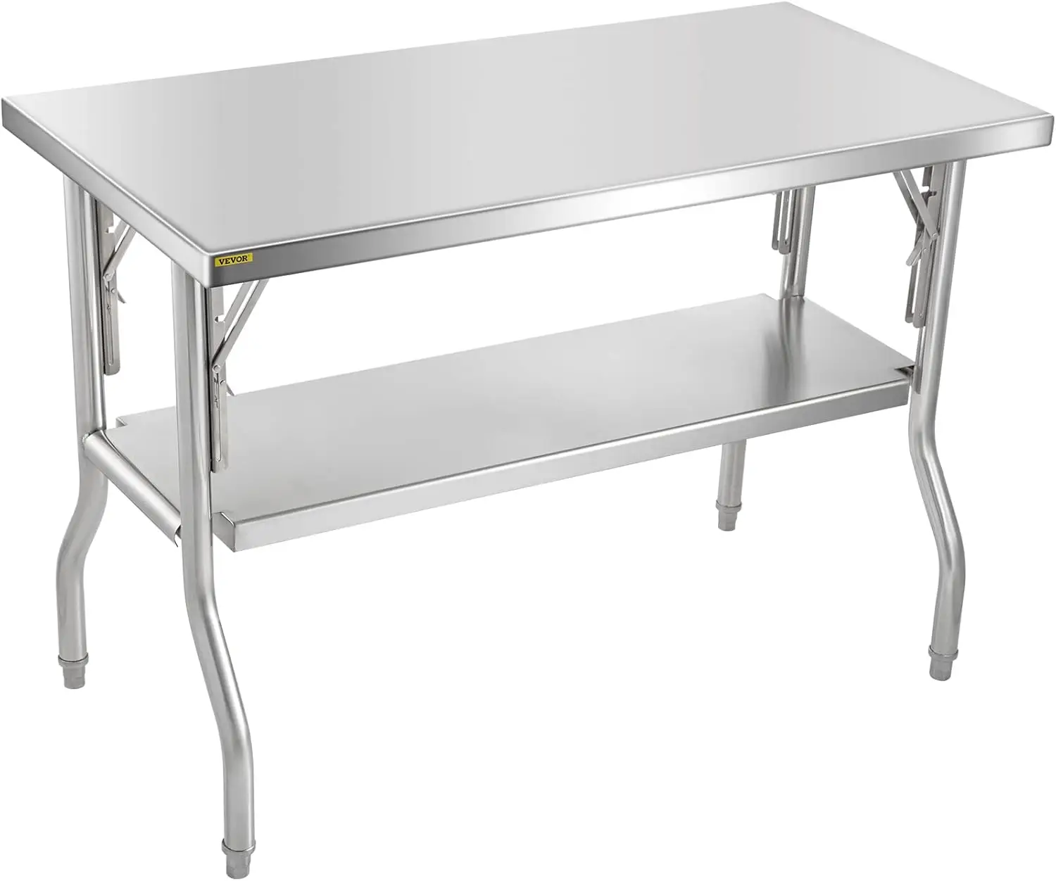 Commercial Worktable Workstation 48 x 24 Inch Folding Commercial Prep Table, Heavy-duty Stainless Steel Folding Table