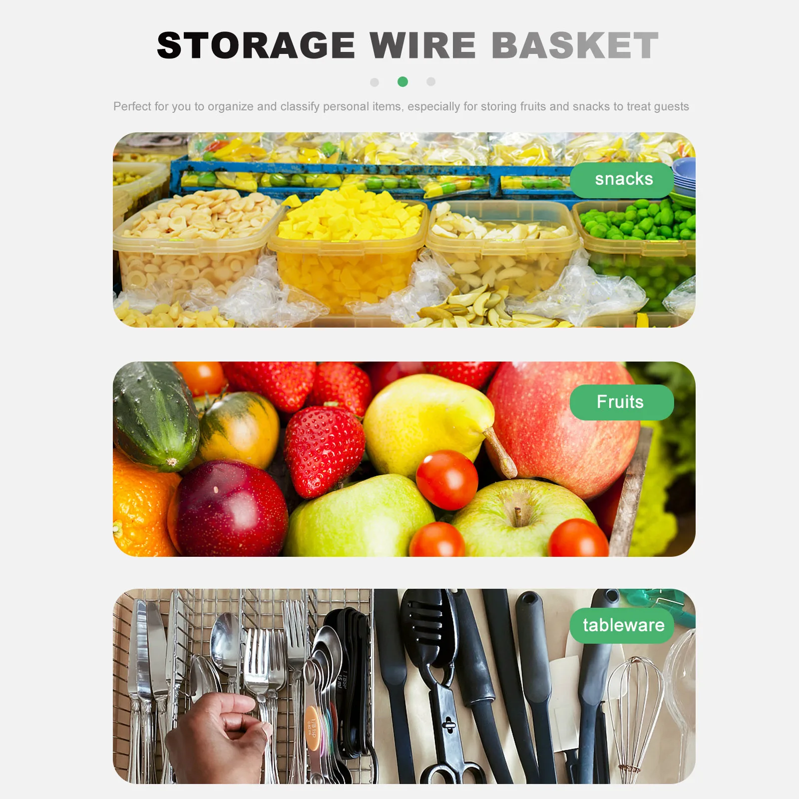 

1Pcs Fruit Storage Basket Kitchen Snacks Basket Draining Mesh Handle Hole Household Storage Container Sundries Container