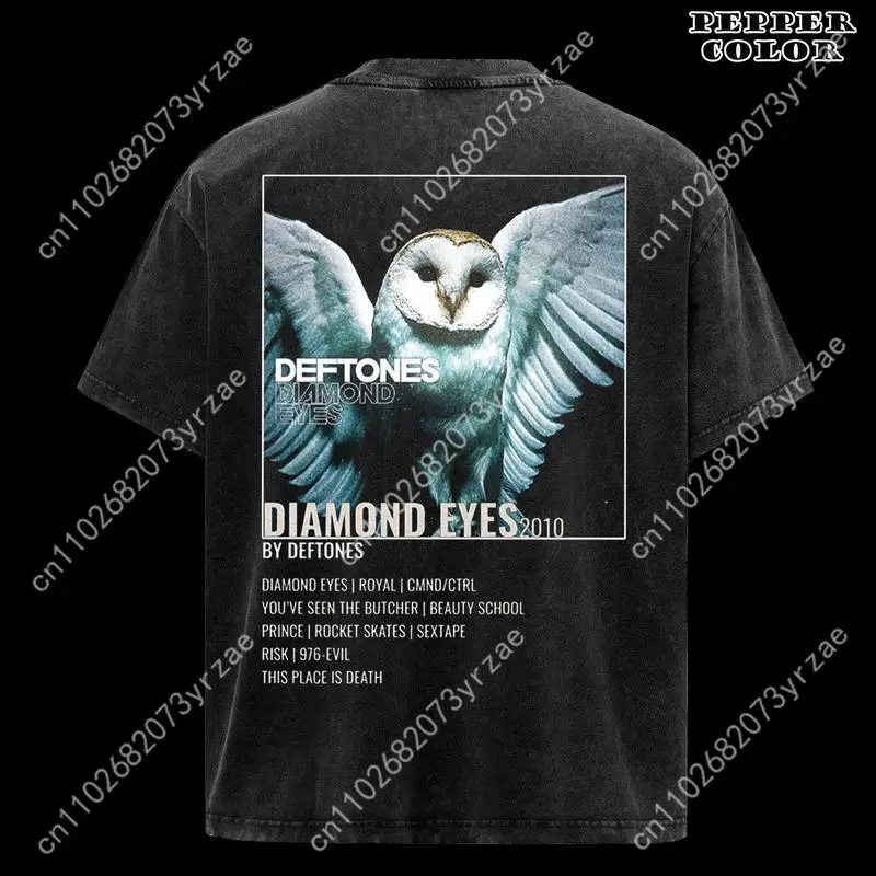 Deftones 다이아몬드 레트로 티셔츠 남자 여자 고품질 빈티지 티셔츠 코튼 반팔 패션 티셔츠 부드러운 통기성 탑