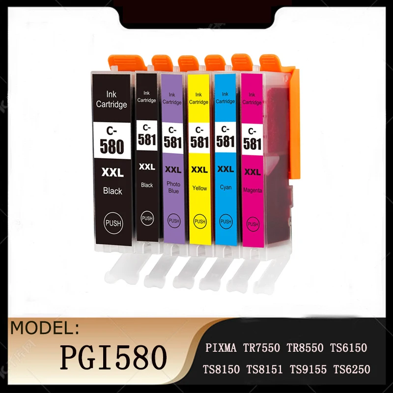 

Vilaxh PGI580 CLI581 Ink Cartridge For Canon PIXMA TR7550 TR8550 TS6150 TS6151 TS8150 TS8151 TS8152 TS9150 TS9155 TS6250 TS8250