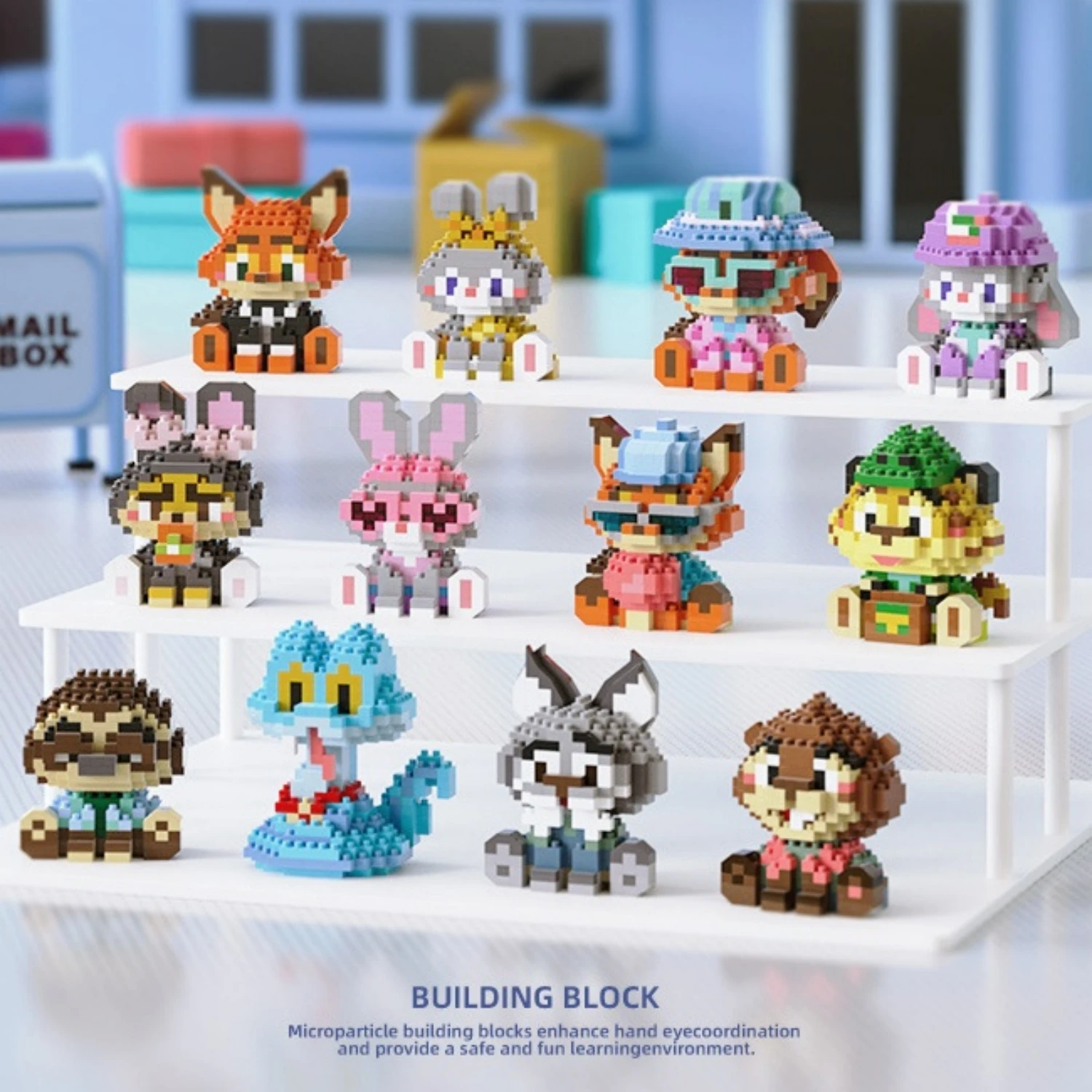6cm High Particle Building Blocks Assembly Toys Mini Desktop Ornaments Room Decoration Halloween Christmas Anime Cartoon Kawaii