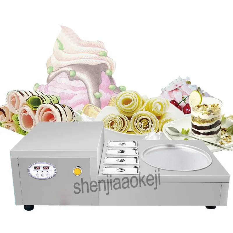 

Single Round Pan Fry Yogurt Machine Fried Ice Roll machine Commercial Desktop Fried Ice Cream Machine 220v 740w