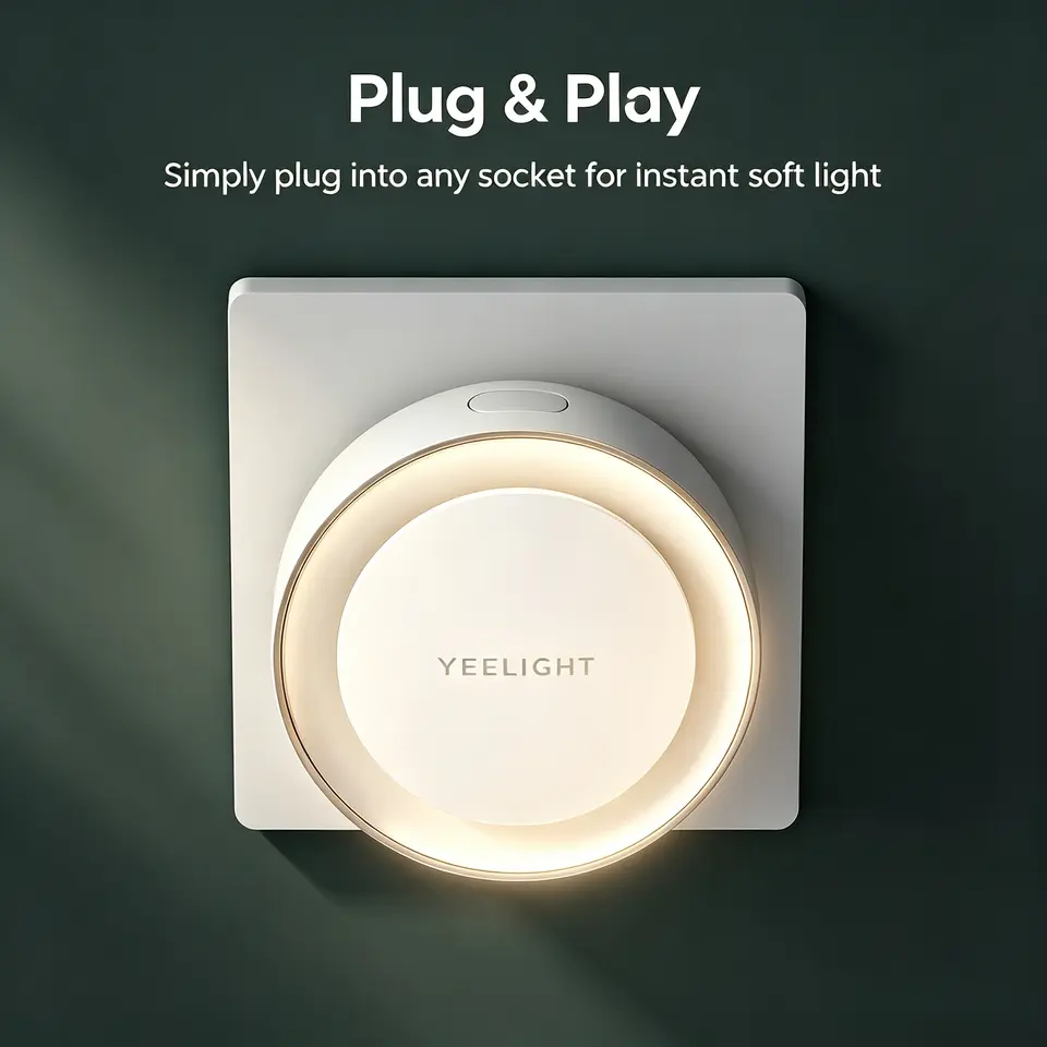 إضاءة ليلية ذكية Yeelight قابلة للتوصيل، مستشعر ضوء من الغسق حتى الفجر، مصباح LED منخفض الطاقة، قابس EU لغرفة النوم غرفة الطفل الممر - 6