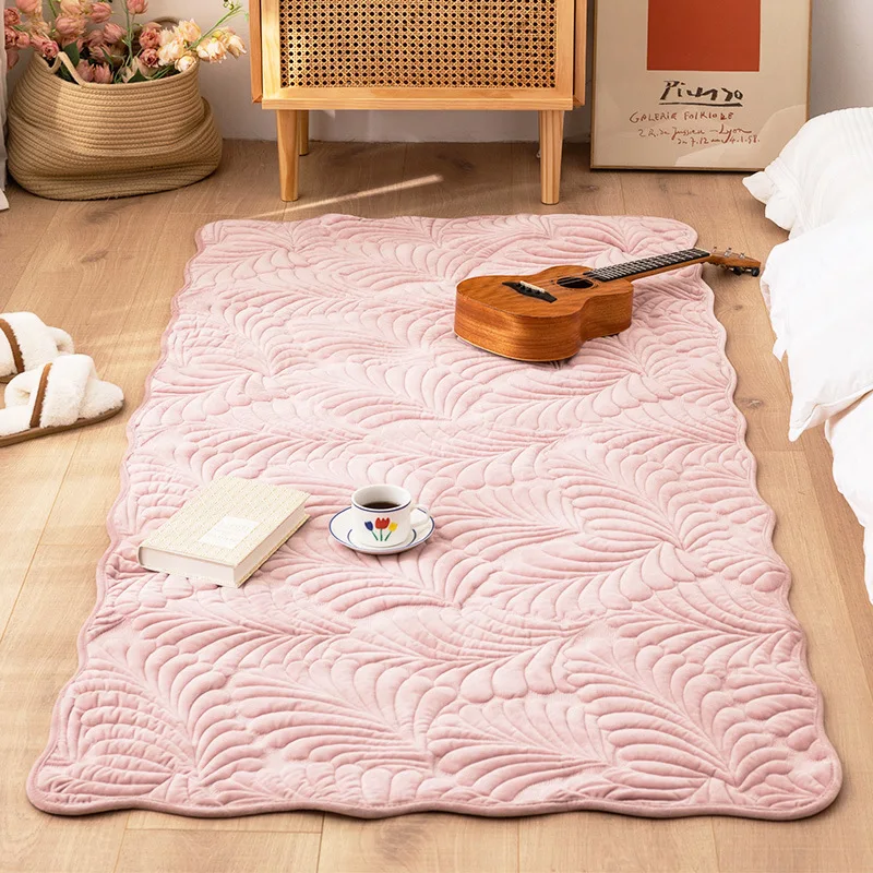 Pop Flannel Plush Quilted Carpet Non-slip Bottom Floor Mat Soft Baby Creeping Mat Bedroom Area Rugs Thickening Livingroom Carpet