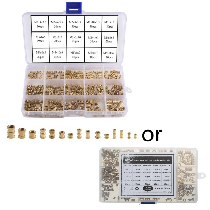 Insert 330pcs Female Thread Brass Knurled Embedment Assortment Tool Accessories