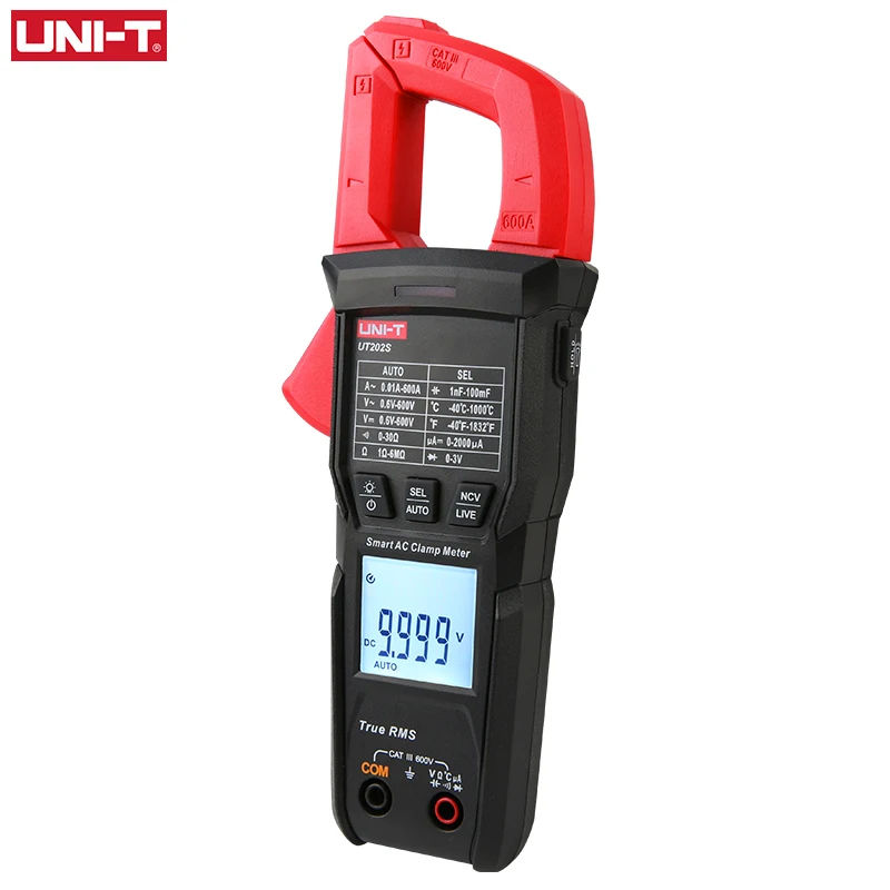 Uni-t-digital Clamp Meter Ut202s Ut202bt 600a Alicadores de Corrente ac Amperímetro Voltage Tester Temperatura Frequency Meter Auto Range