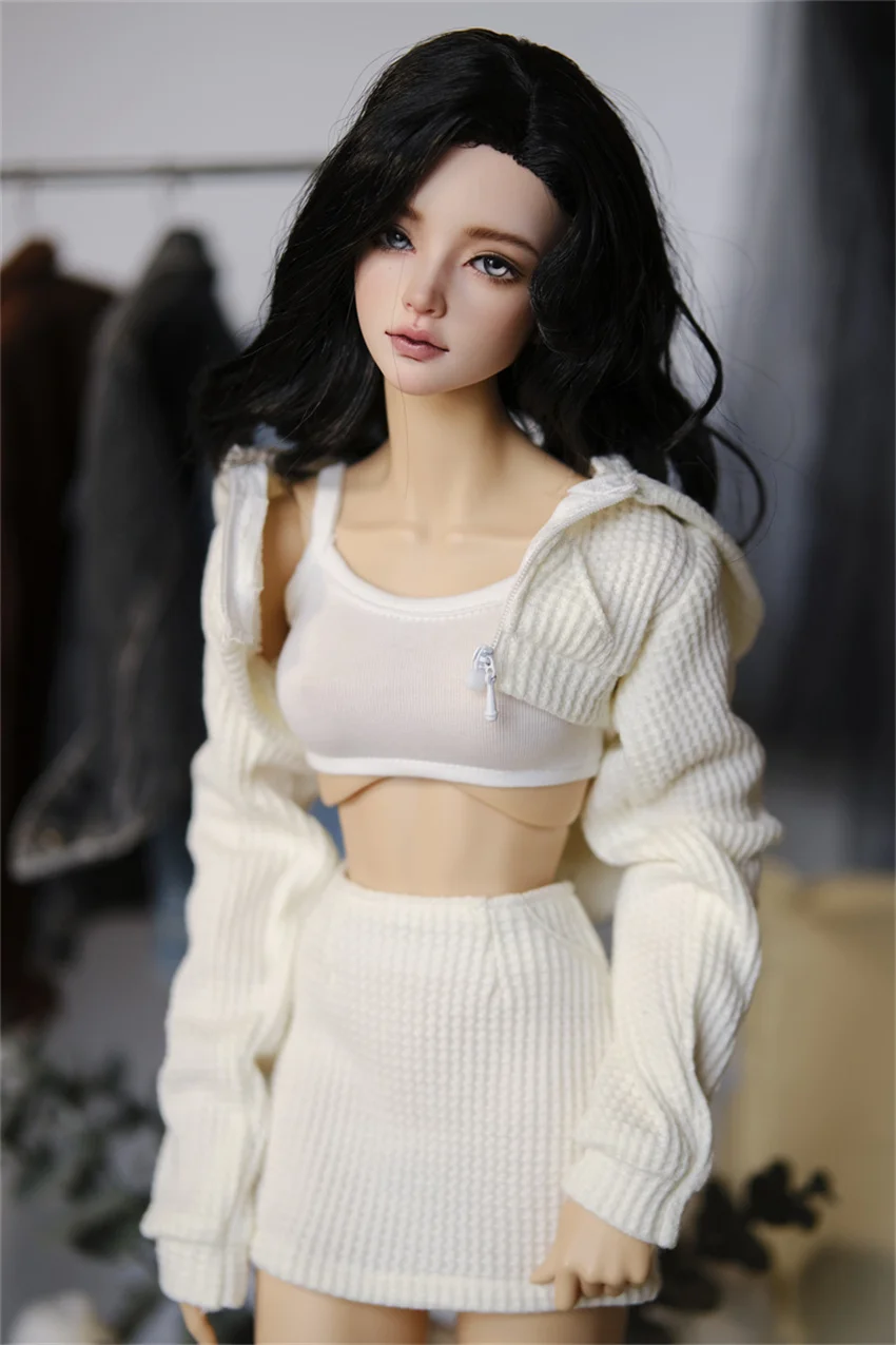 BJD Doll Clothes Girls Elegant 1/4 1/3 Hoodie Slip Dress Black White Gray Multi-color Set Cute Short Skirt Gift Doll Accessories