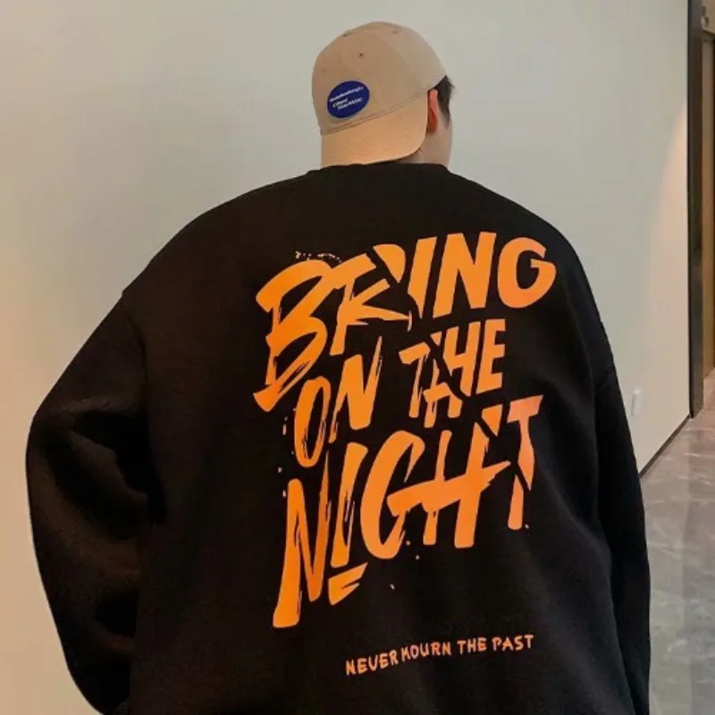 

Мужская модная индивидуальная толстовка с буквенным принтом, свитер большого размера с круглым вырезом, свободный пуловер с длинными рукавами, кофты, размер M-8XL