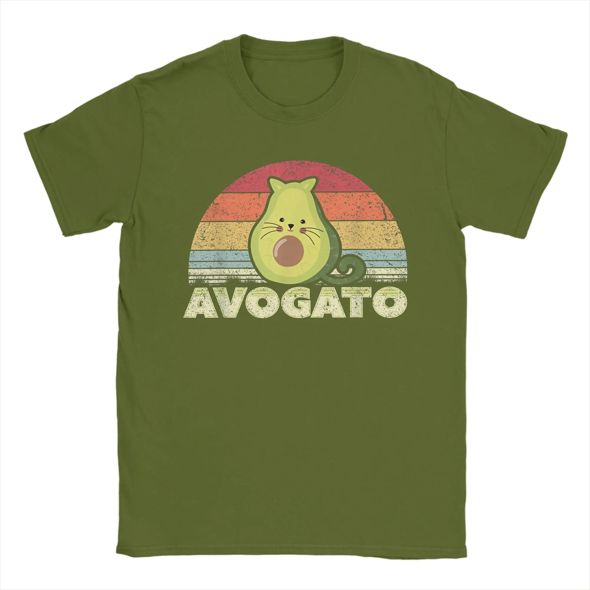 Avogato Retro Cat Avocado Cinco De Mayo T Shirts Men Women's 100% Cotton T-Shirt Crew Neck  Tees Short Sleeve Clothes Plus Size