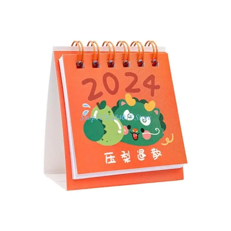 R6FF Desk Calendar Portable Standing Up Monthly Calendar Cartoon Desk Planner