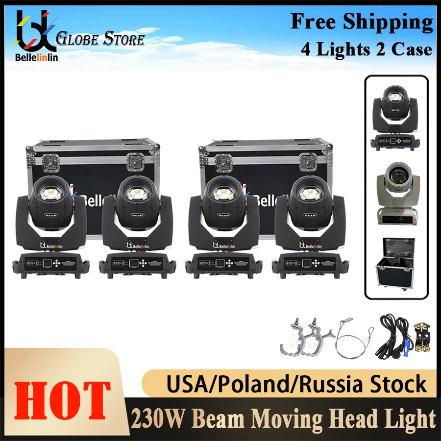 4pcs Beam 230w 7r Sharpy Beam 7r 230w Moving Head Light Hard Case Beam 230w 7r Beam Wash Spot Light Beam Sharpy 230w