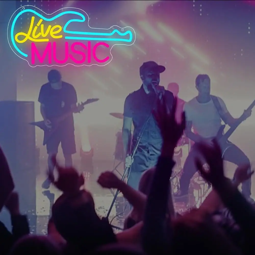 لايف الموسيقى النيون لجدار ديكور فني الغيتار LED ضوء لغرفة النوم ملهى ليلي بار نادي الحفلات الموسيقى استوديو هدية للرجال في سن المراهقة